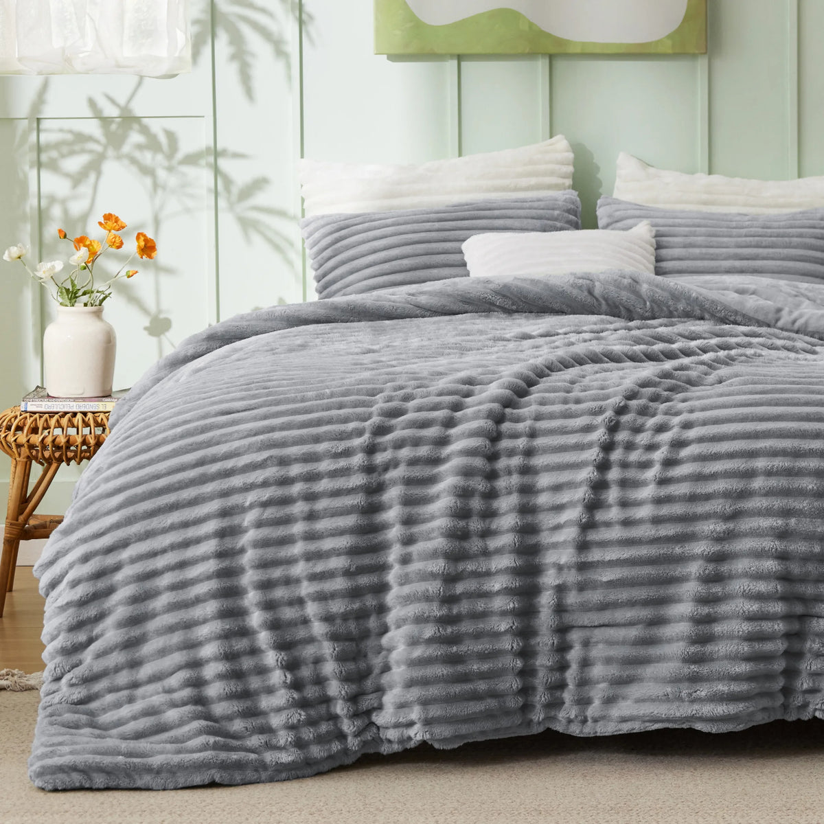 Striped Flannel Comforter Set