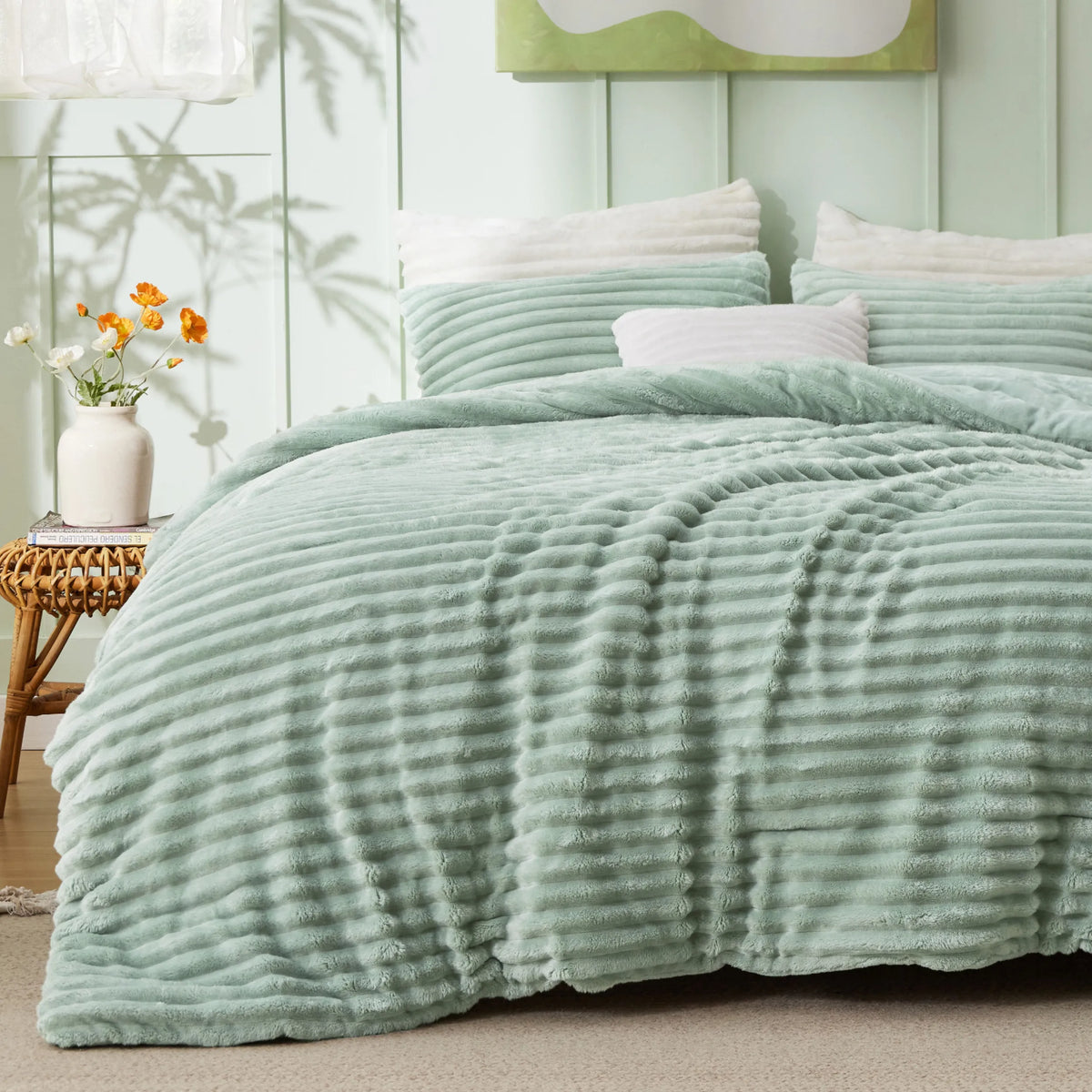 Striped Flannel Comforter Set
