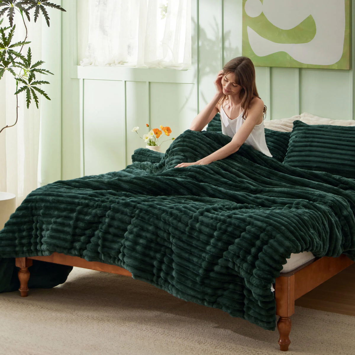 Striped Flannel Comforter Set