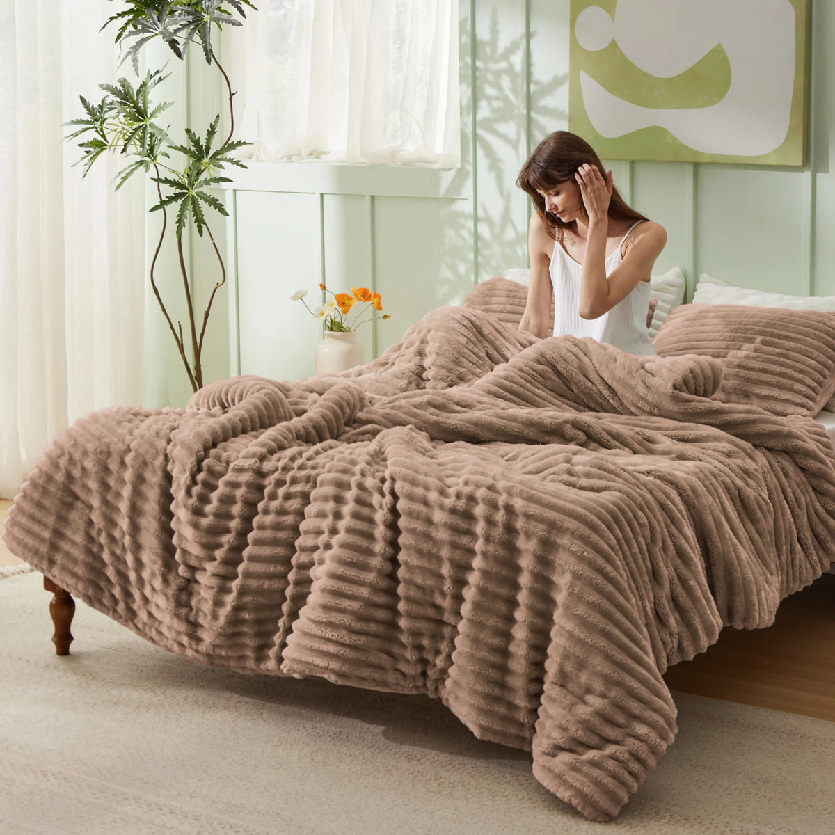 Striped Flannel Comforter Set