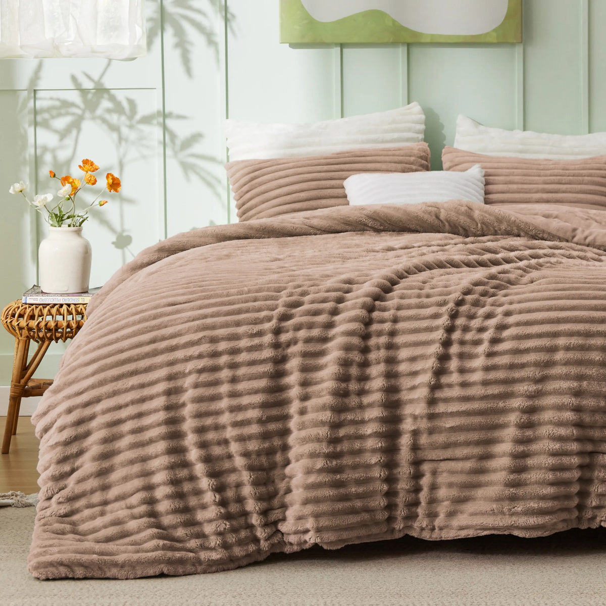 Striped Flannel Comforter Set