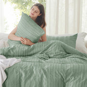 Striped Tufted Embroidery Duvet Cover Set