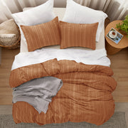 Striped Tufted Embroidery Duvet Cover Set
