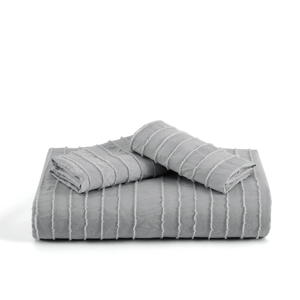 Striped Tufted Embroidery Duvet Cover Set