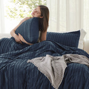 Striped Tufted Embroidery Duvet Cover Set