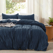 Striped Tufted Embroidery Duvet Cover Set