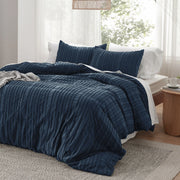 Striped Tufted Embroidery Duvet Cover Set