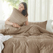 Striped Tufted Embroidery Duvet Cover Set