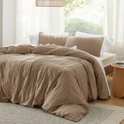Striped Tufted Embroidery Duvet Cover Set