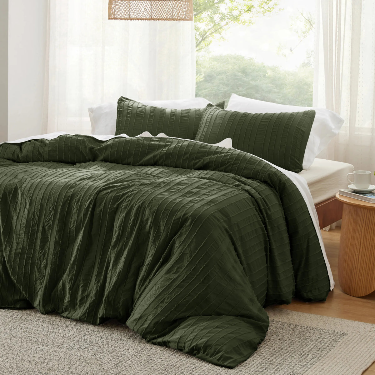 Striped Tufted Embroidery Duvet Cover Set