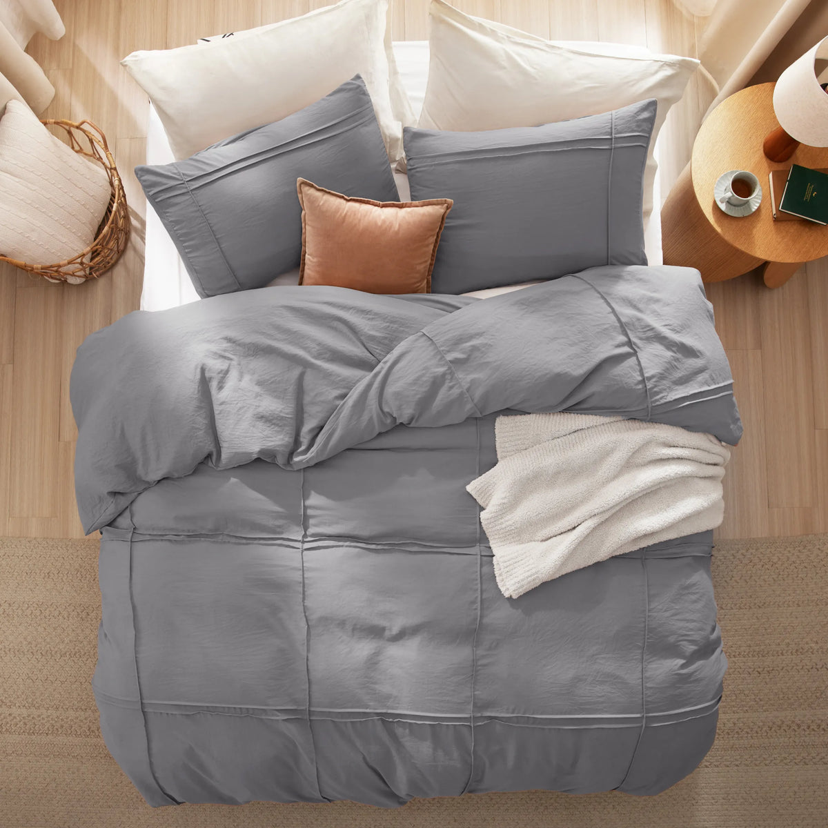 Striped Tufted Embroidery Duvet Cover Set
