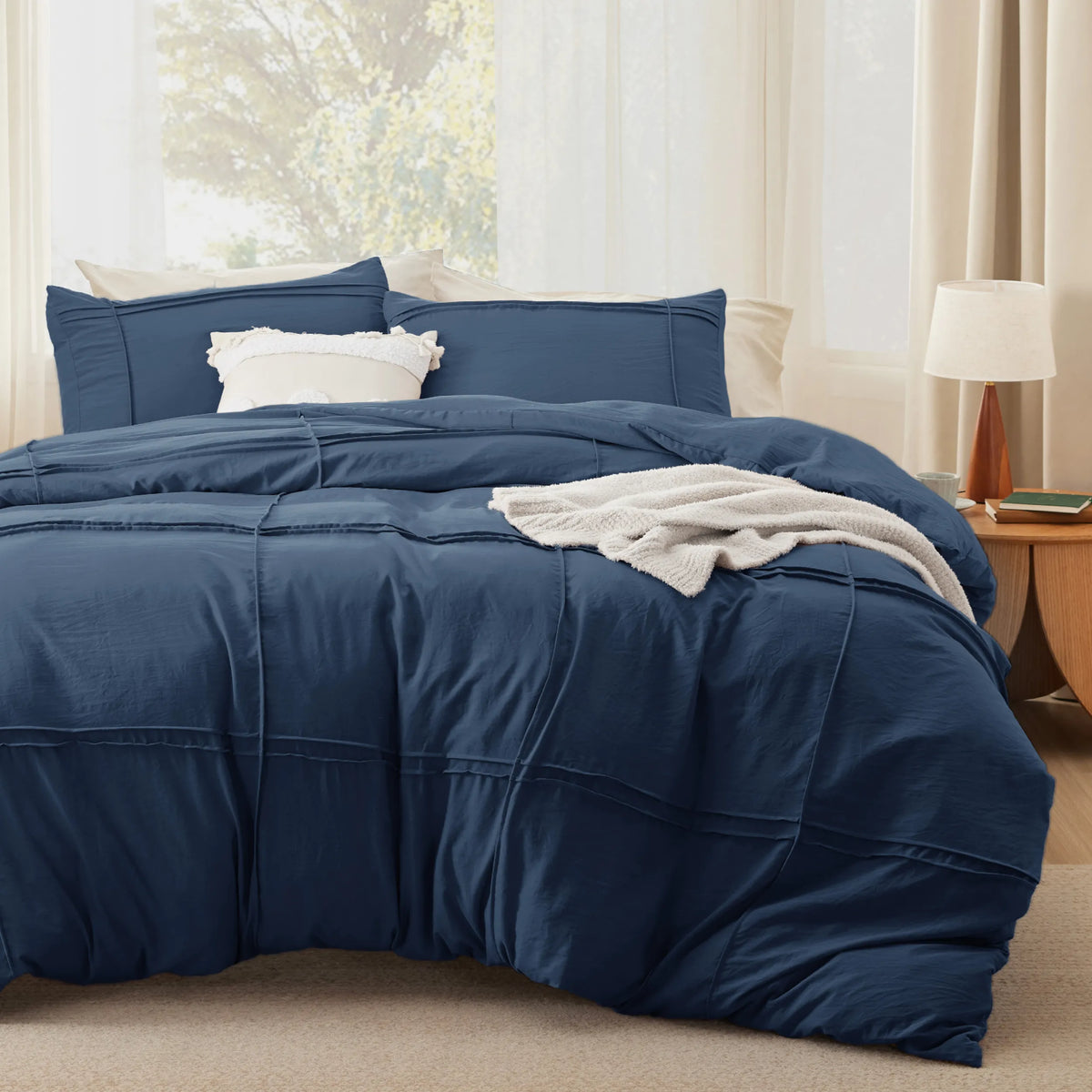 Striped Tufted Embroidery Duvet Cover Set