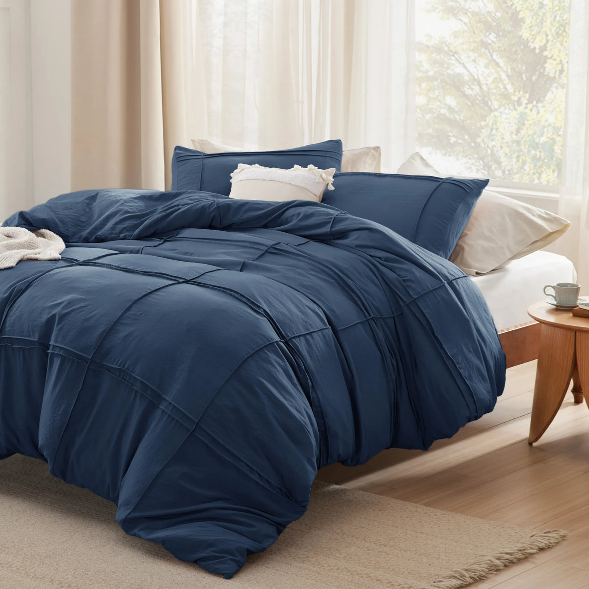 Striped Tufted Embroidery Duvet Cover Set