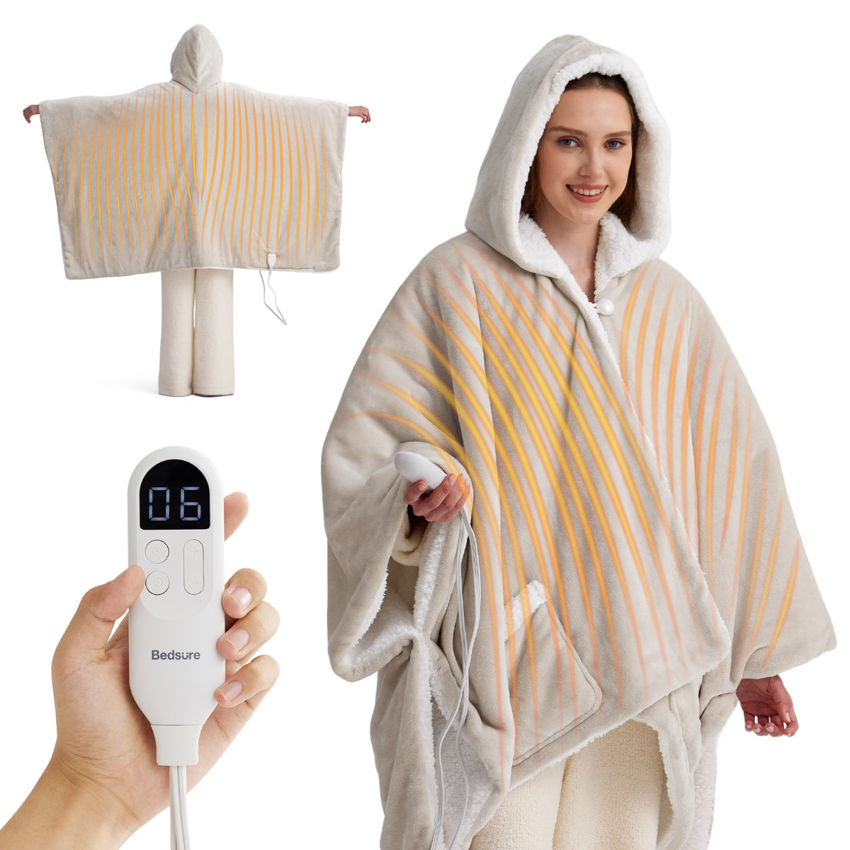 Heated Sherpa Fleece Blanket Hoodie