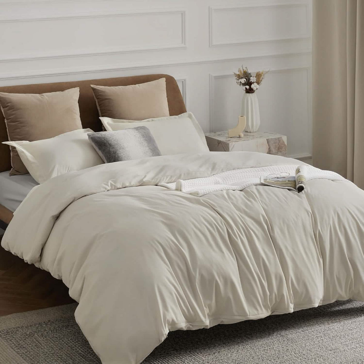 Brushed Microfiber Duvet Cover Sets With Fitted Sheet