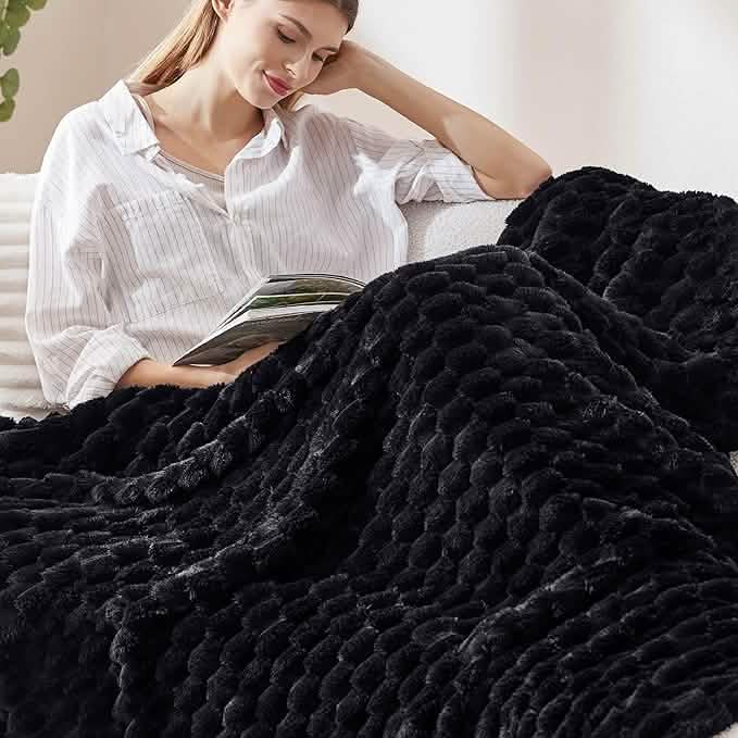 Textured Bubble Flannel Fleece Blanket