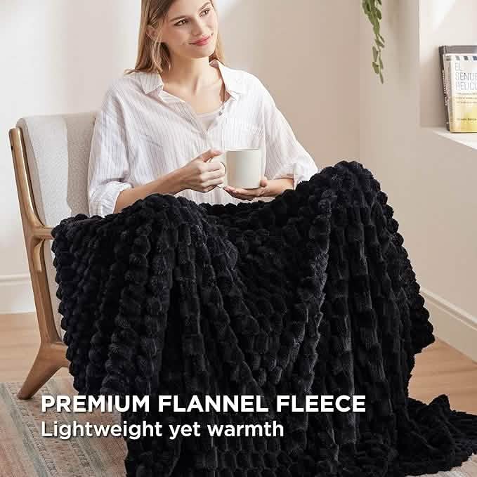 Textured Bubble Flannel Fleece Blanket