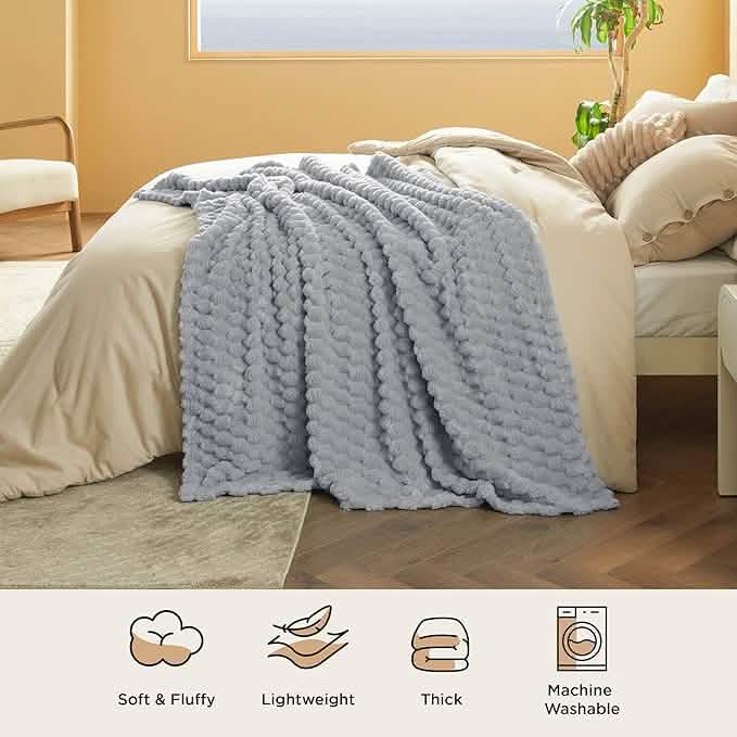 Textured Bubble Flannel Fleece Blanket