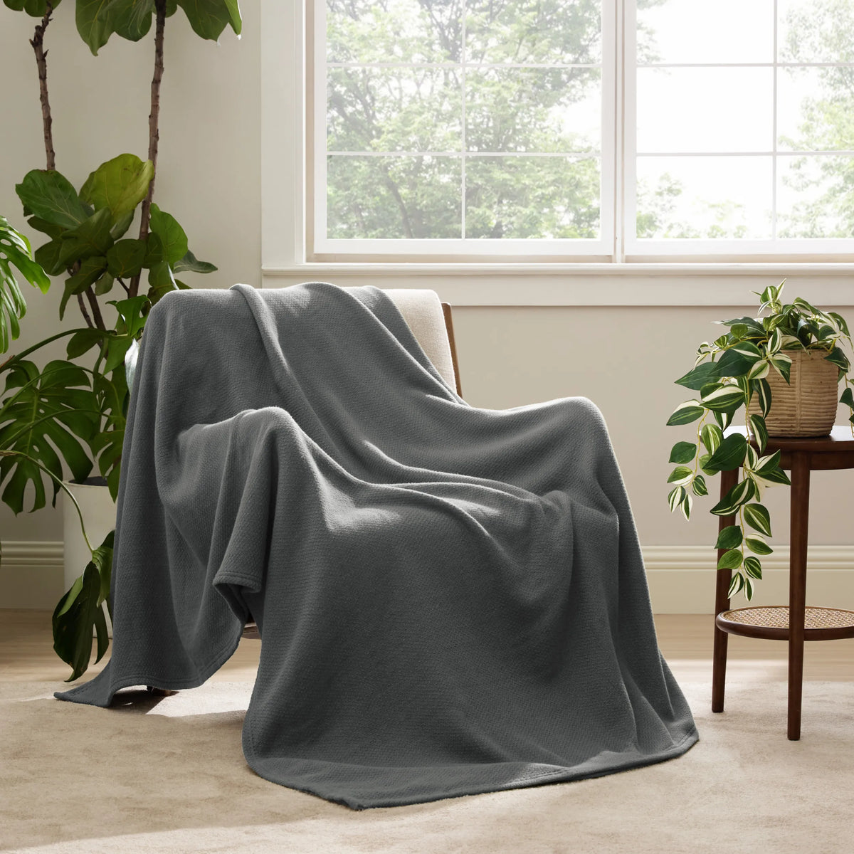 100% Cotton Herringbone Woven Blanket