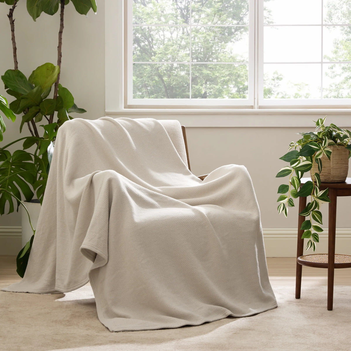100% Cotton Herringbone Woven Blanket