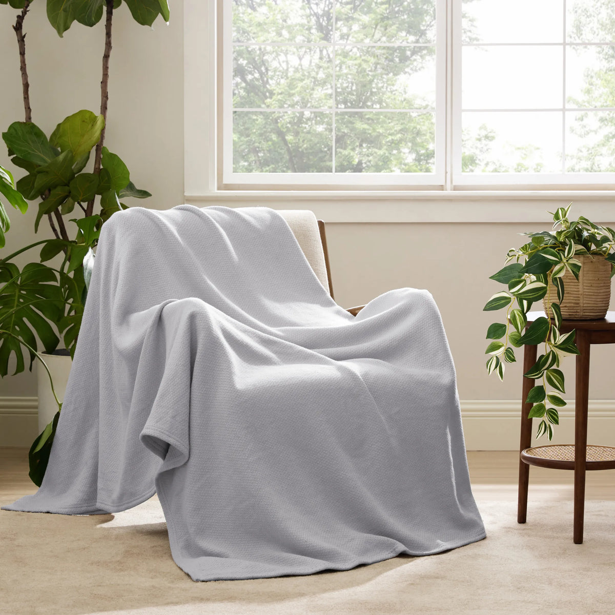 100% Cotton Herringbone Woven Blanket