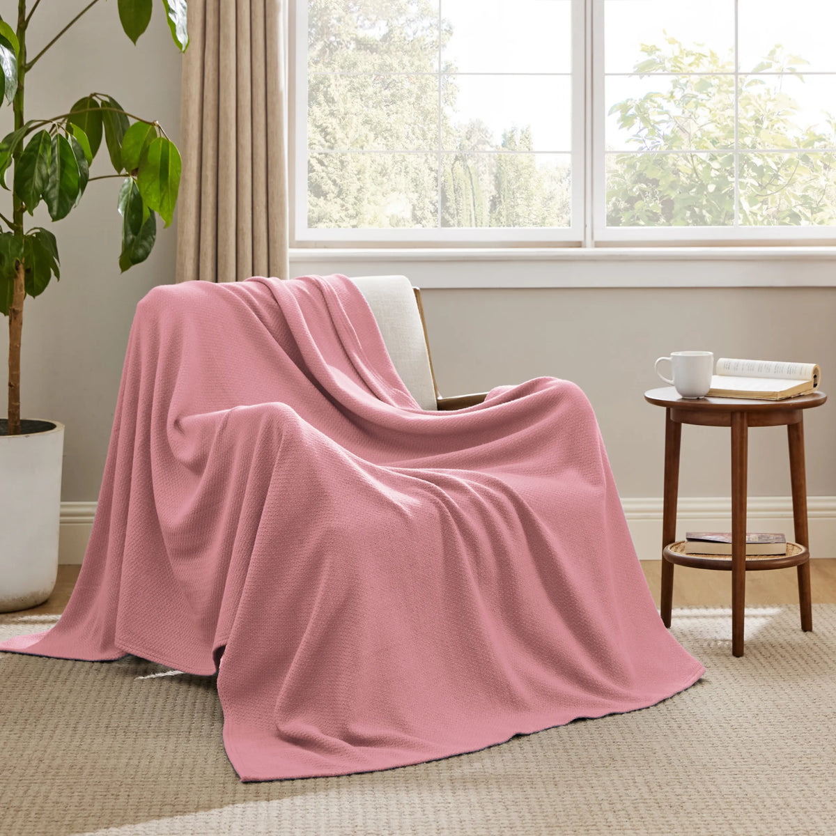 100% Cotton Herringbone Woven Blanket
