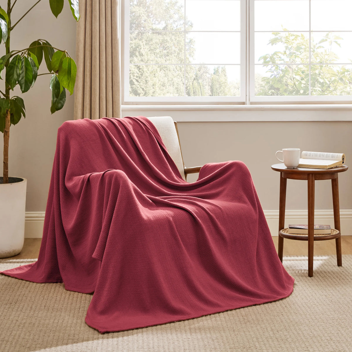 100% Cotton Herringbone Woven Blanket