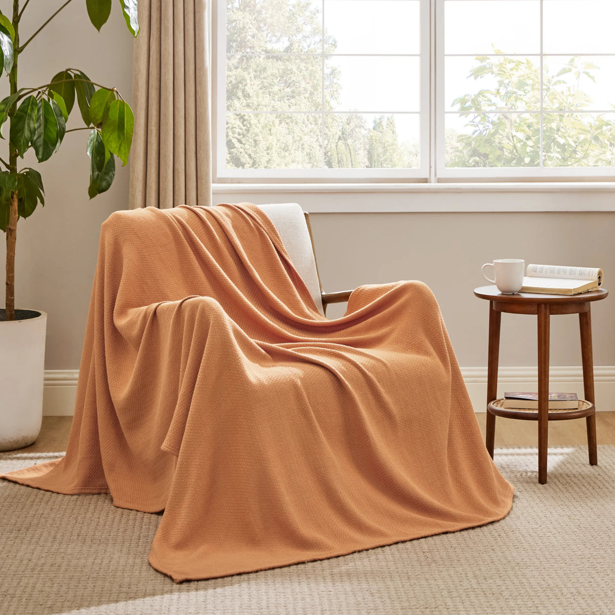 100% Cotton Herringbone Woven Blanket