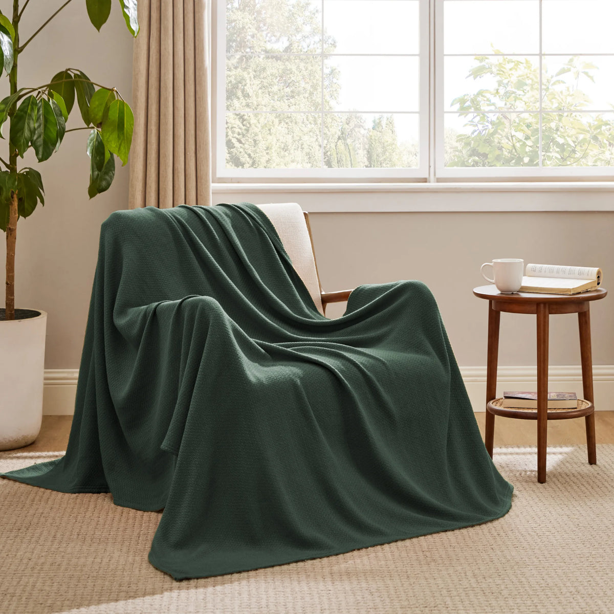 100% Cotton Herringbone Woven Blanket