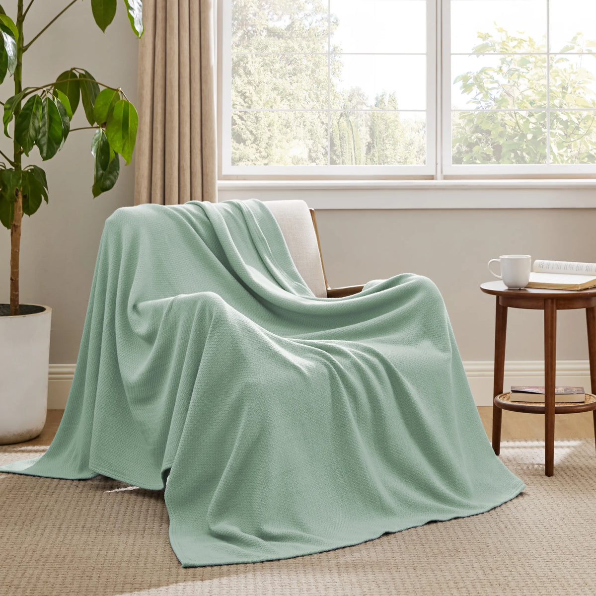 100% Cotton Herringbone Woven Blanket