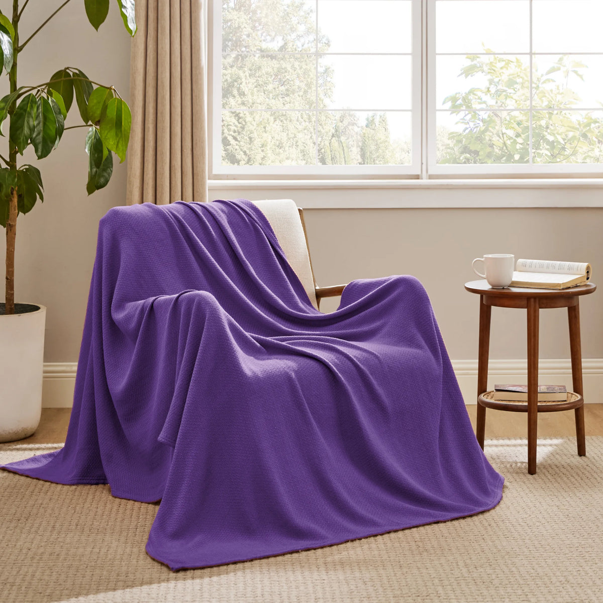 100% Cotton Herringbone Woven Blanket