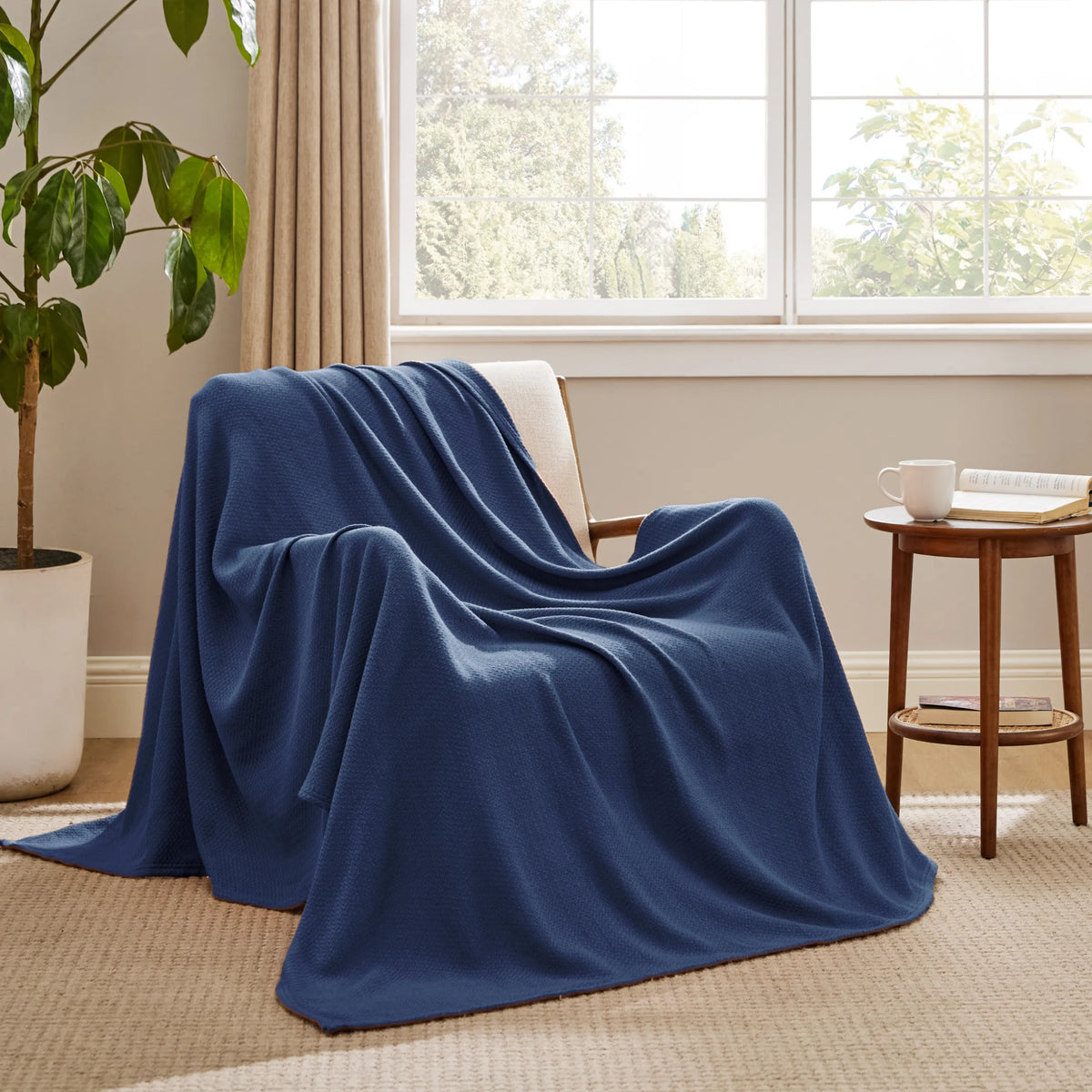 100% Cotton Herringbone Woven Blanket