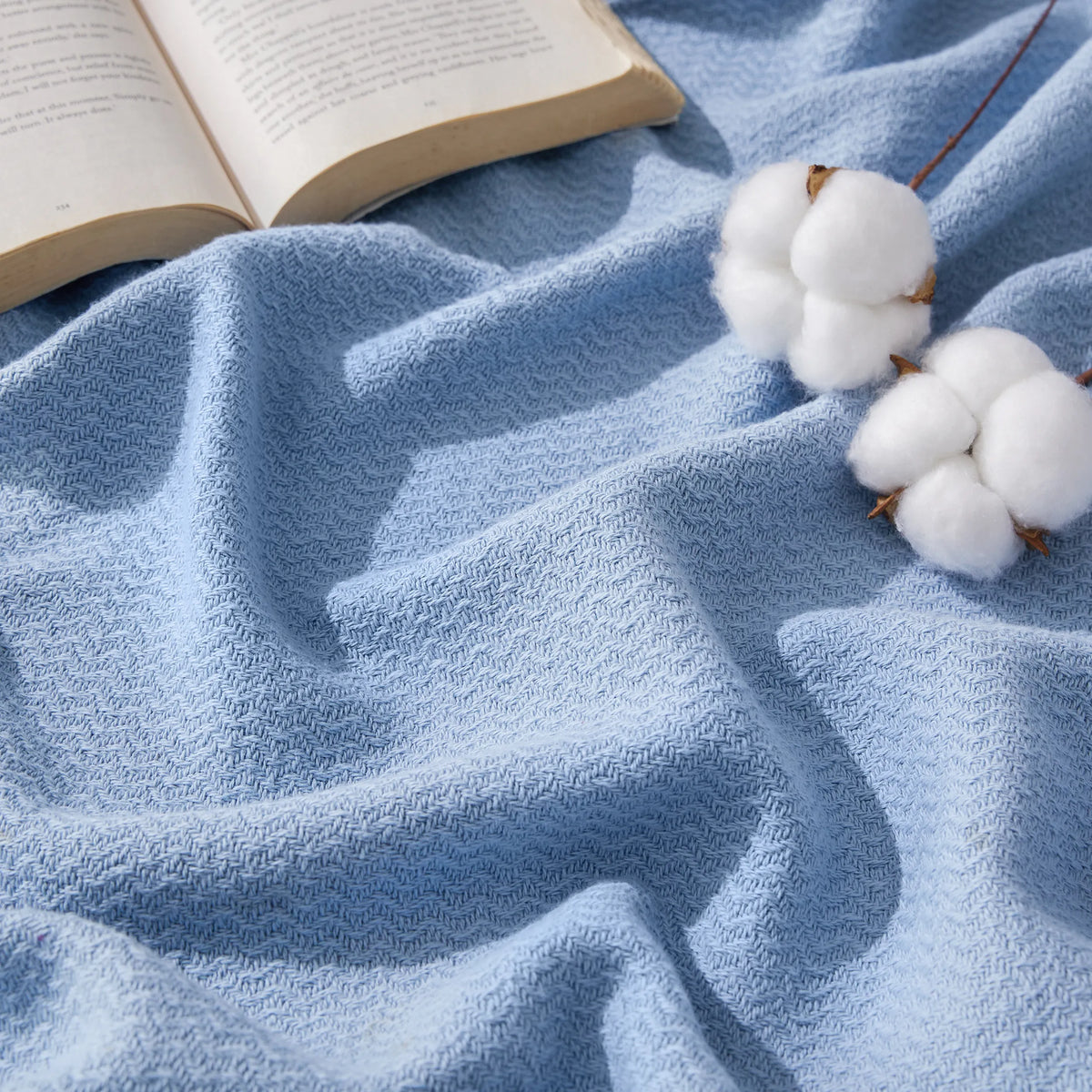 100% Cotton Herringbone Woven Blanket