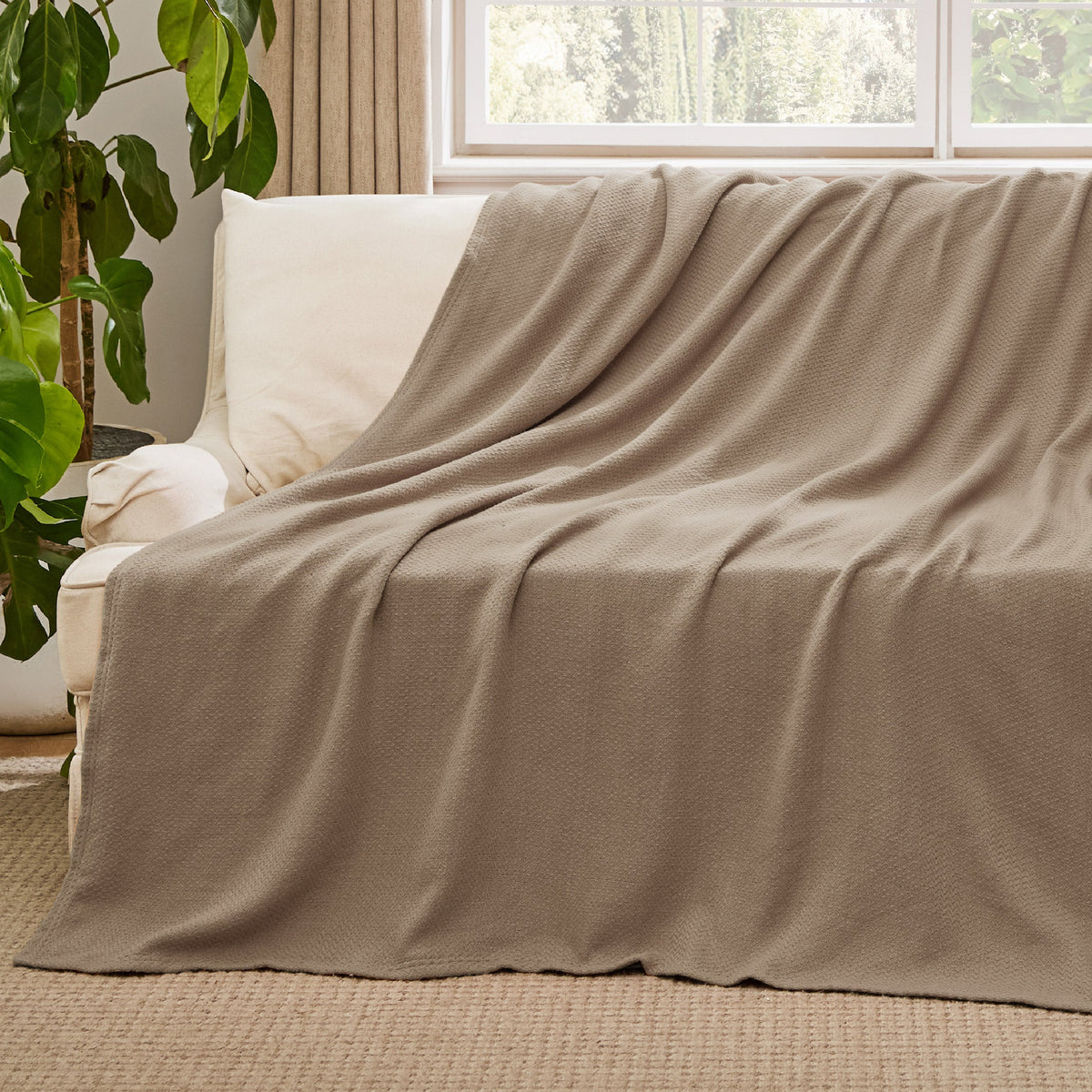 100% Cotton Herringbone Woven Blanket