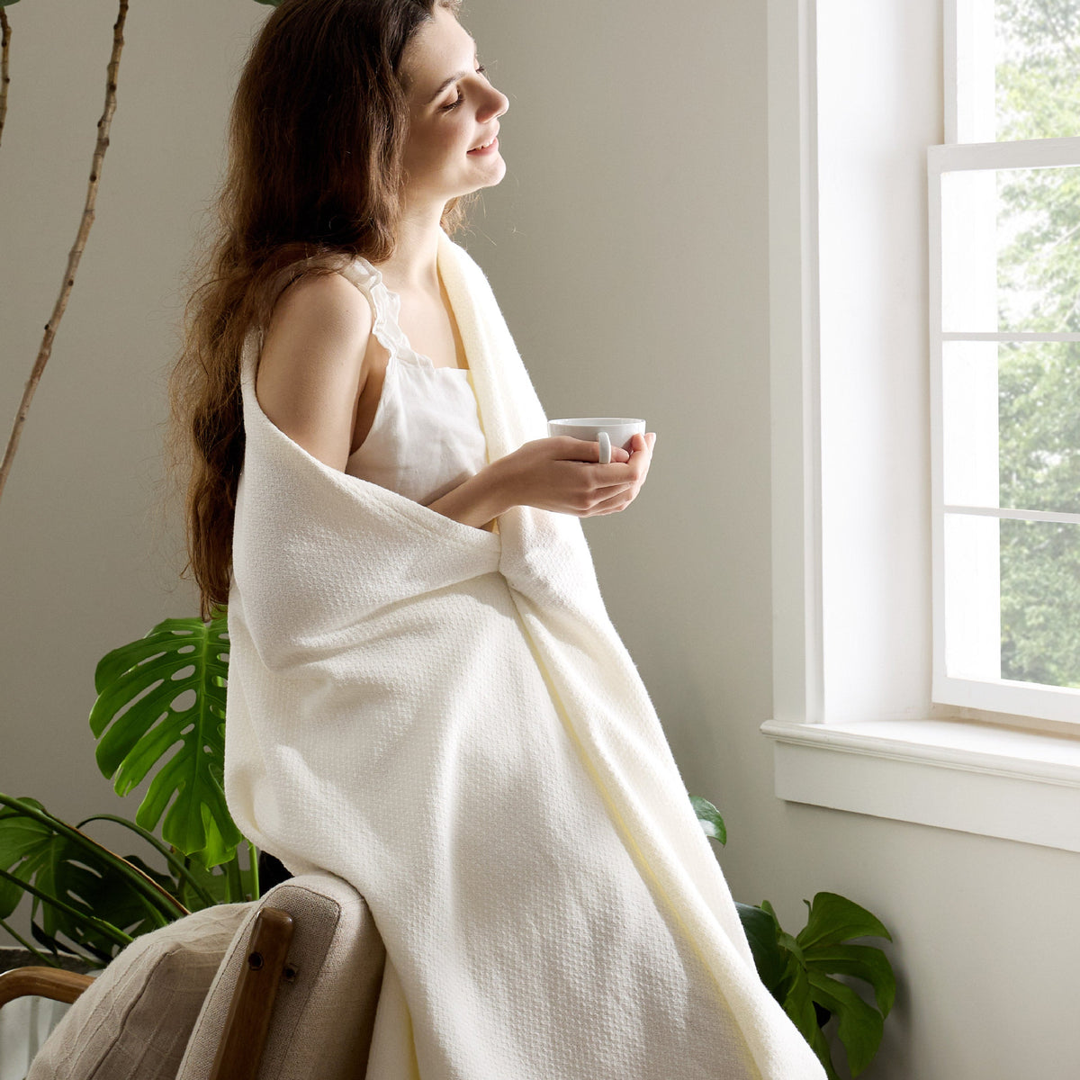 100% Cotton Herringbone Woven Blanket