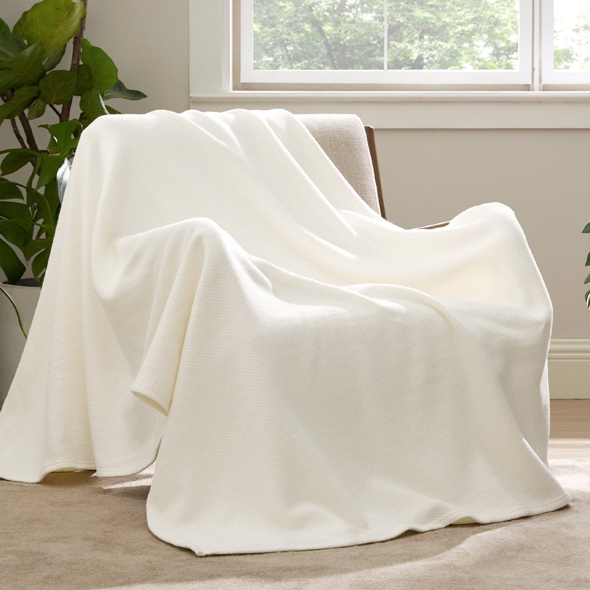 100% Cotton Herringbone Woven Blanket
