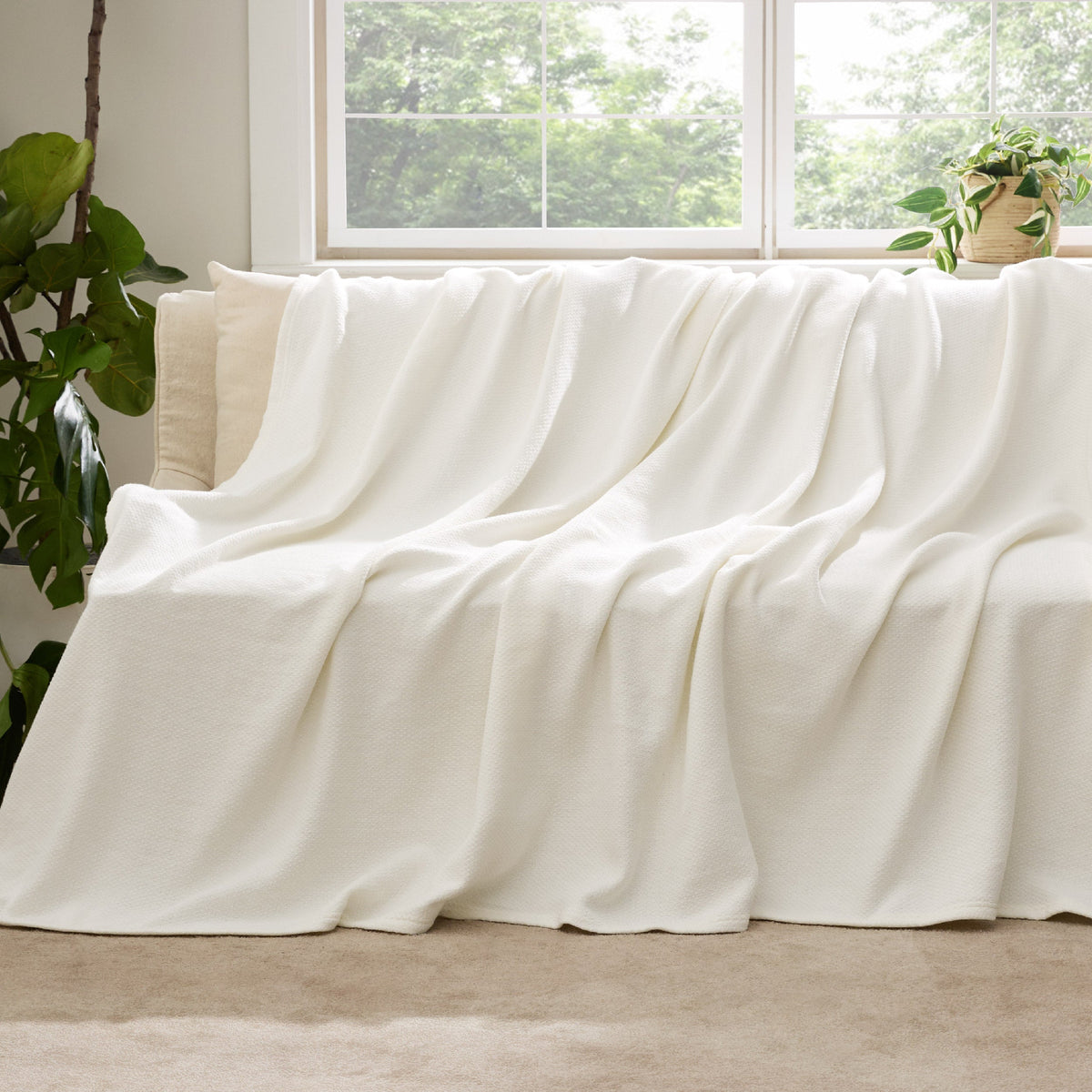 100% Cotton Herringbone Woven Blanket