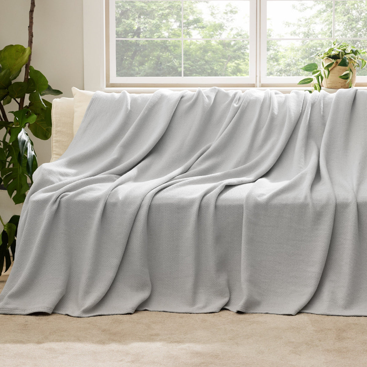 100% Cotton Herringbone Woven Blanket