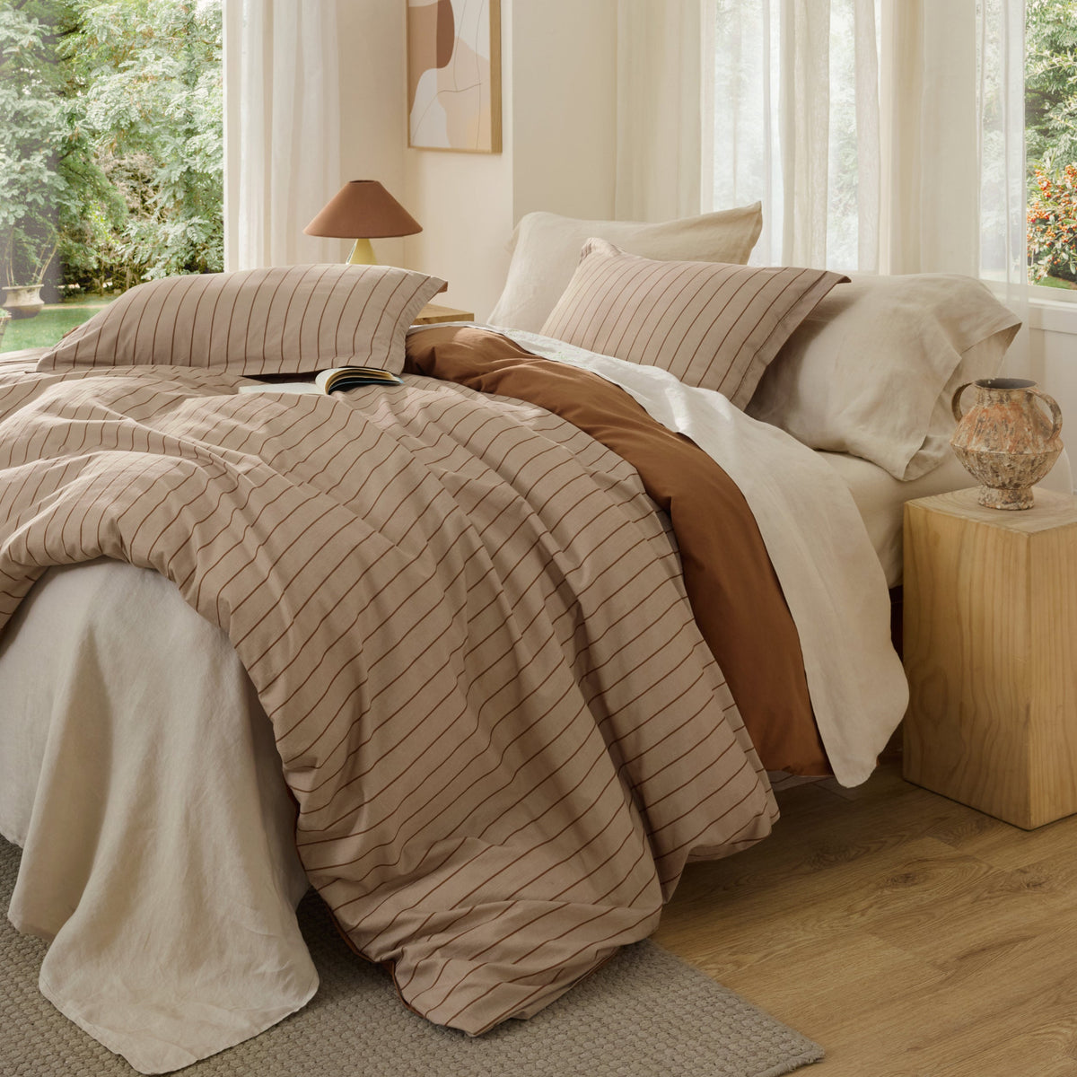 Striped Washed Cotton Duvet Cover Set