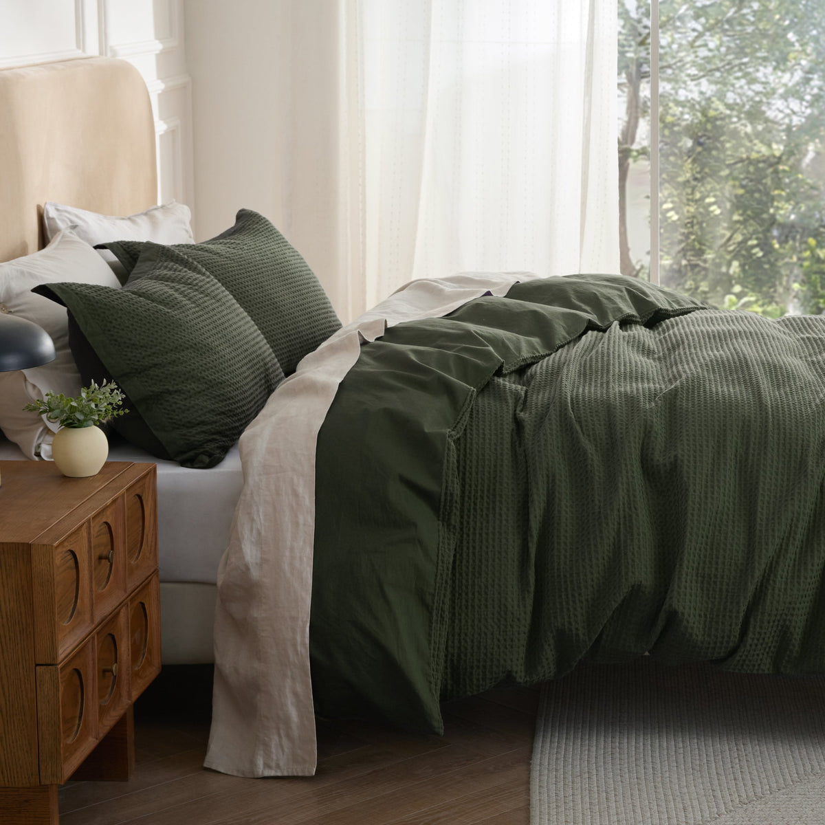 Cotton Waffle Duvet Cover Set