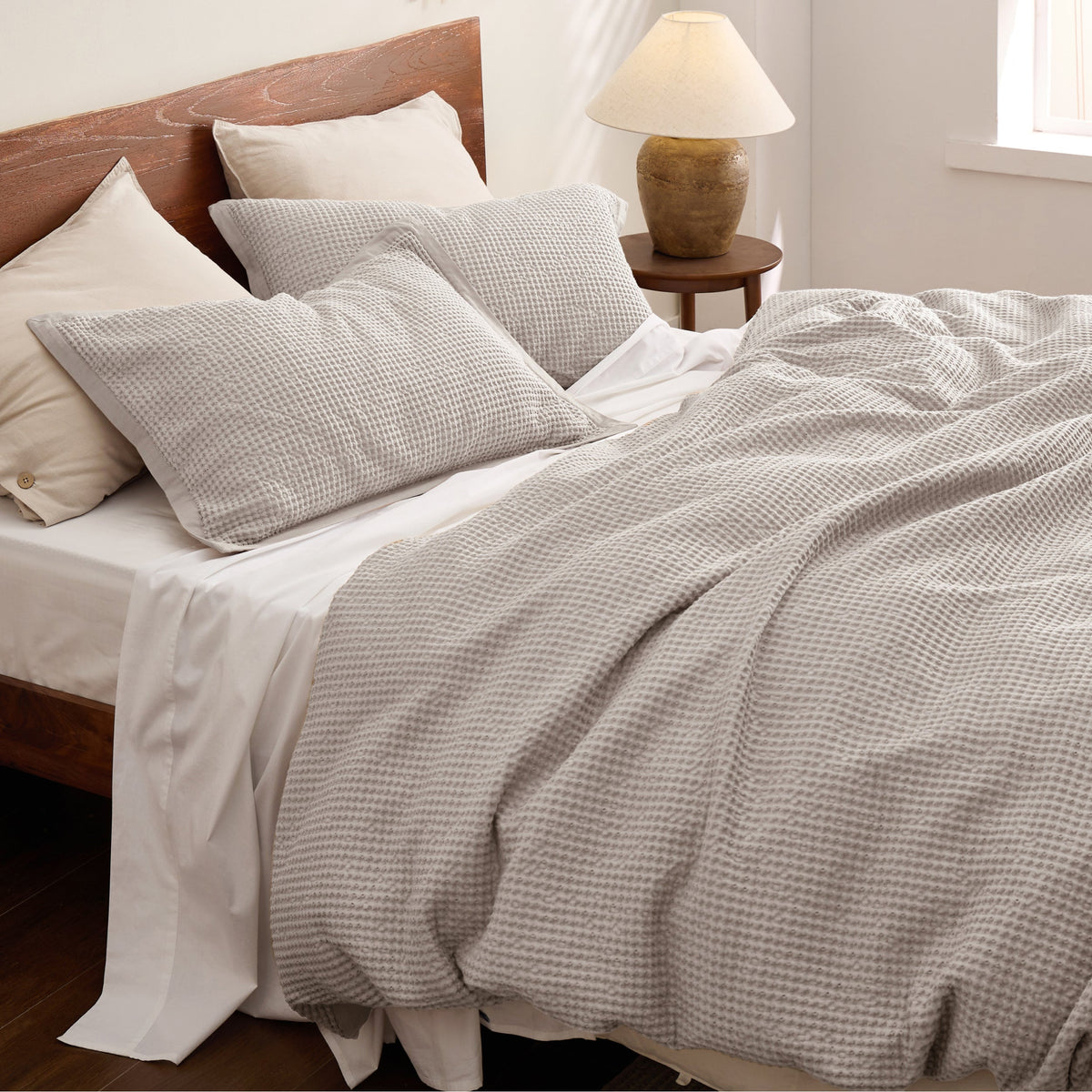 Cotton Waffle Duvet Cover Set