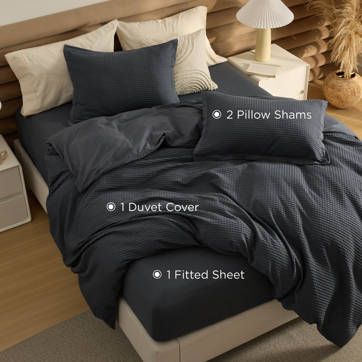 Cotton Waffle Duvet Cover Set