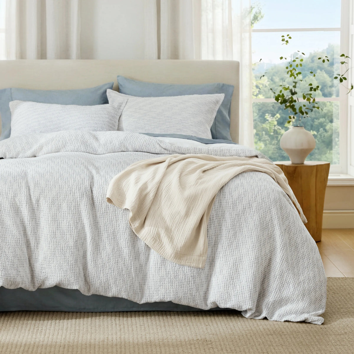 Cotton Waffle Space-Dyed Duvet Cover Set