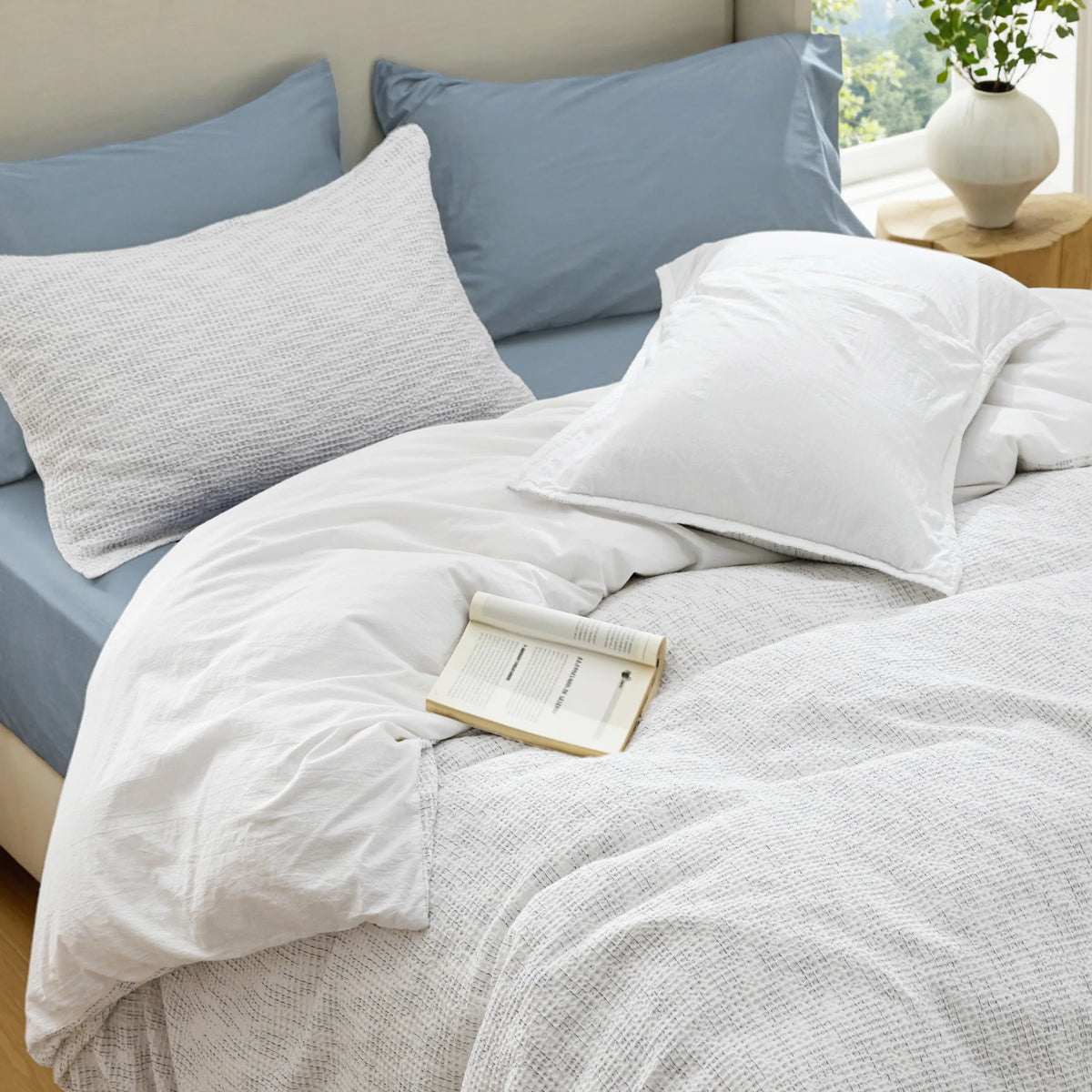 Cotton Waffle Space-Dyed Duvet Cover Set