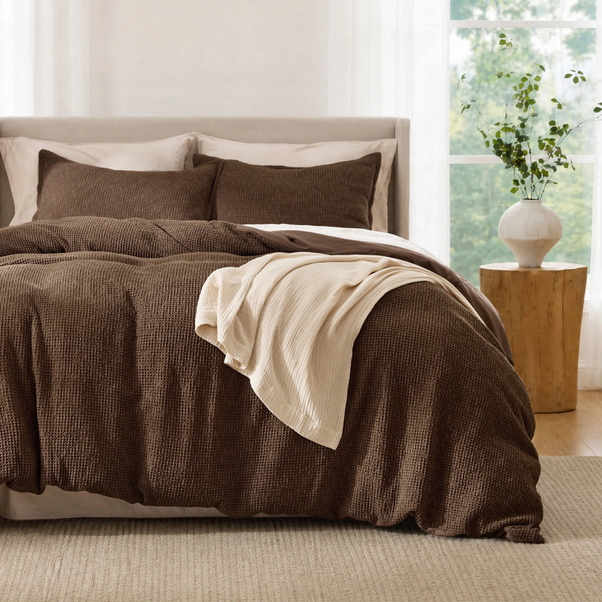 Cotton Waffle Space-Dyed Duvet Cover Set