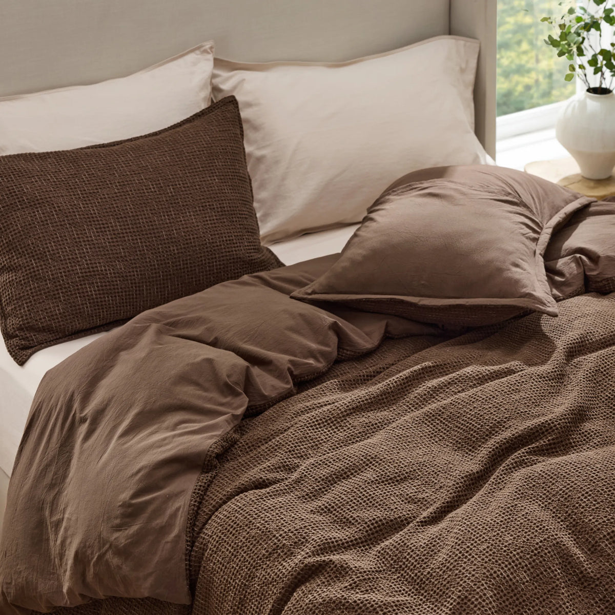 Cotton Waffle Space-Dyed Duvet Cover Set