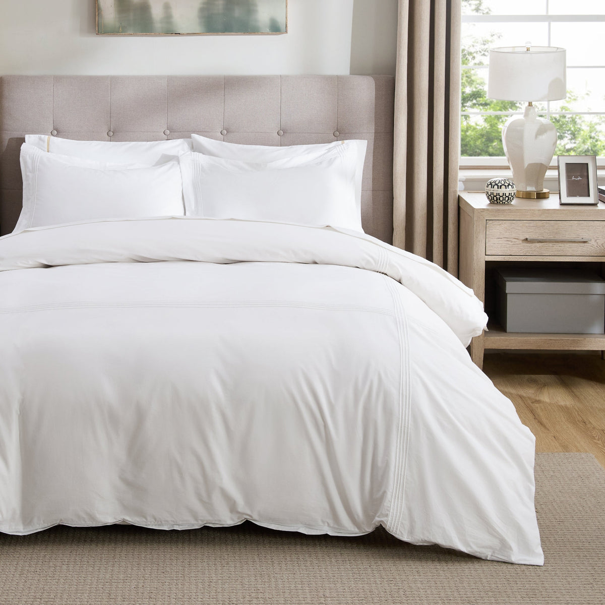 Cotton Embroidered Hotel Duvet Cover Set