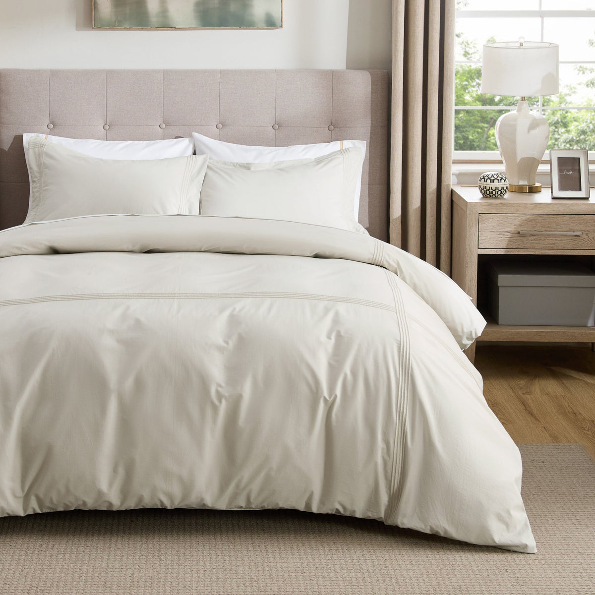Cotton Embroidered Hotel Duvet Cover Set
