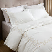 Cotton Embroidered Hotel Duvet Cover Set