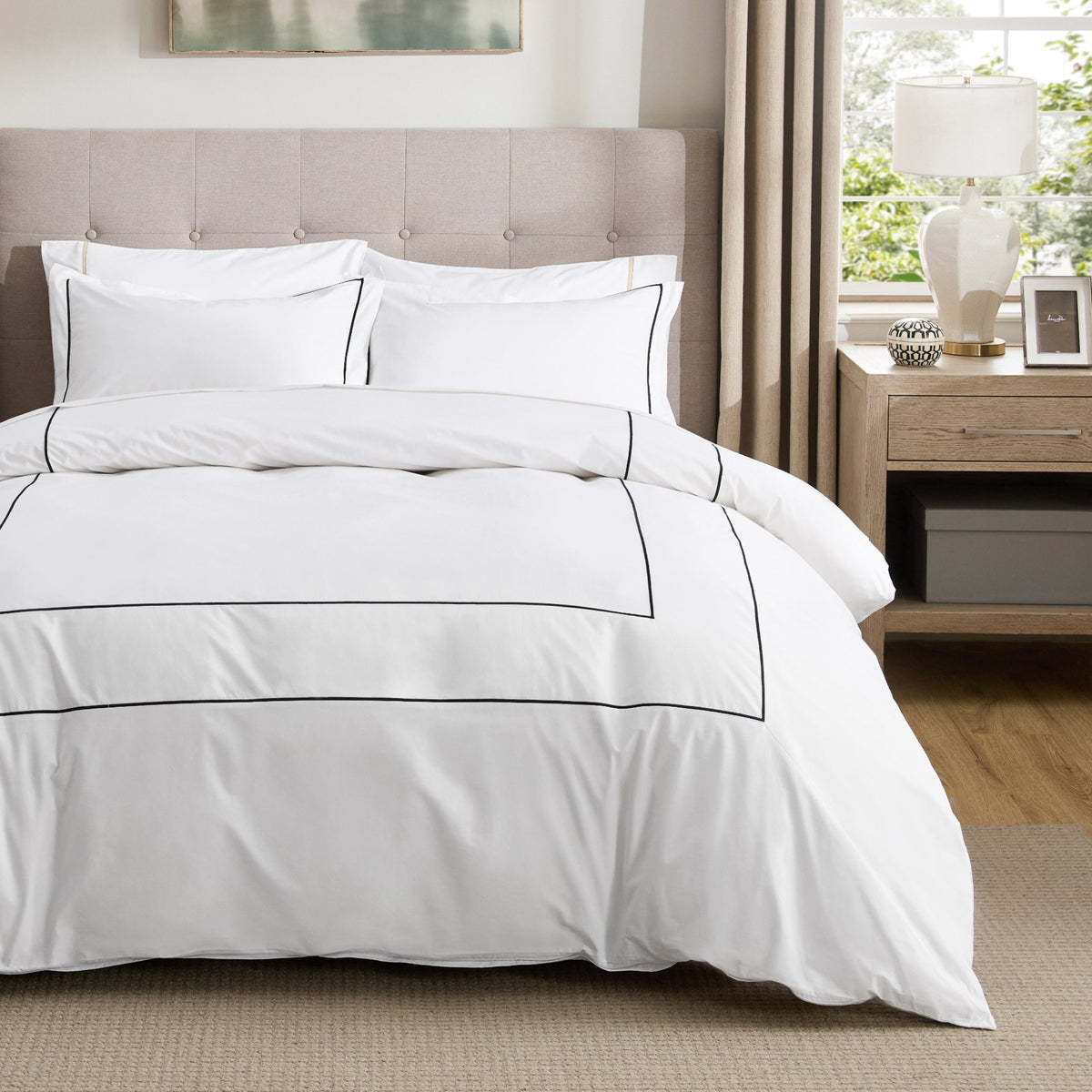 Cotton Embroidered Hotel Duvet Cover Set